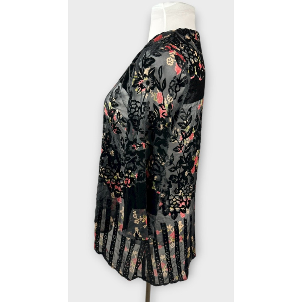 Urban Outfitters Kimono One Size Black Velvet Burnout Whimsigoth Fairy Shawl - Picture 7 of 14